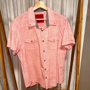GUESS Men’s Pink Short Sleeve Button-Down Shirt – Slim Fit XL – NWOT